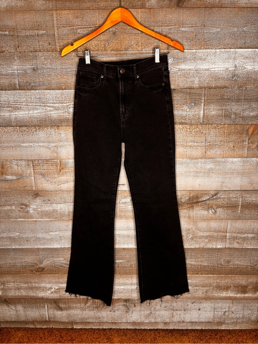 Gap flare high rise Black High-Rise Flared frayed Jeans